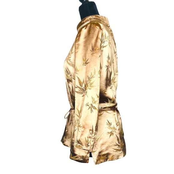 Jessica Howard Vintage 90s Robe Kimono Satin Top Jacket Faux Wrap Gold Sz Large - Picture 2 of 10